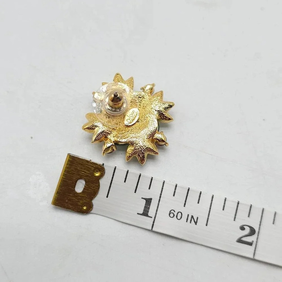 Joan Rivers Floral Blue Green Purple Cabochon Floral Post Earrings HTF - Picture 4 of 4